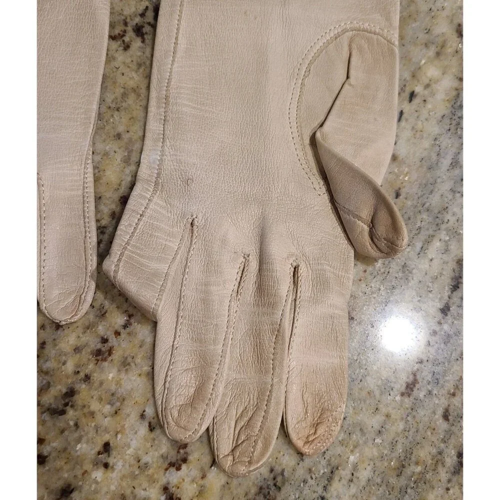 Vintage Size S Beige Kid Leather Formal 14